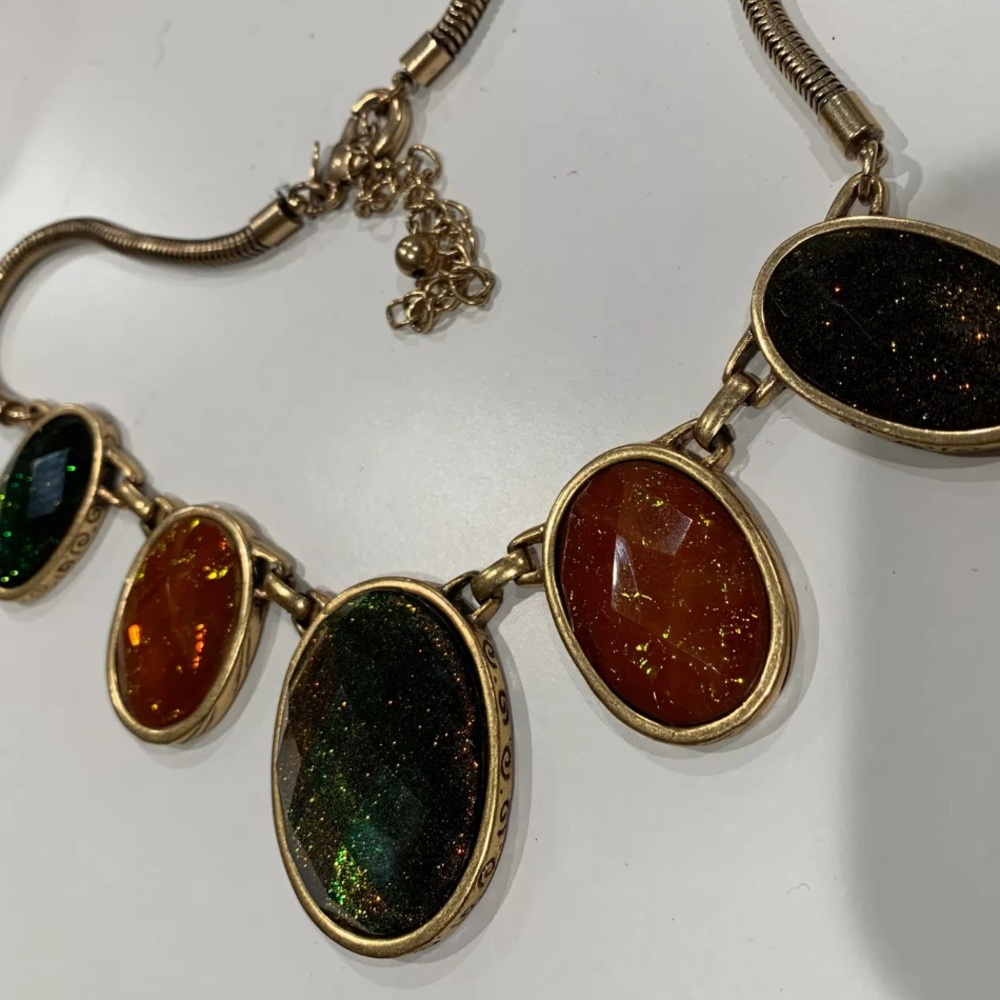 Multicolored Stone Fall Statement Necklace - image 3